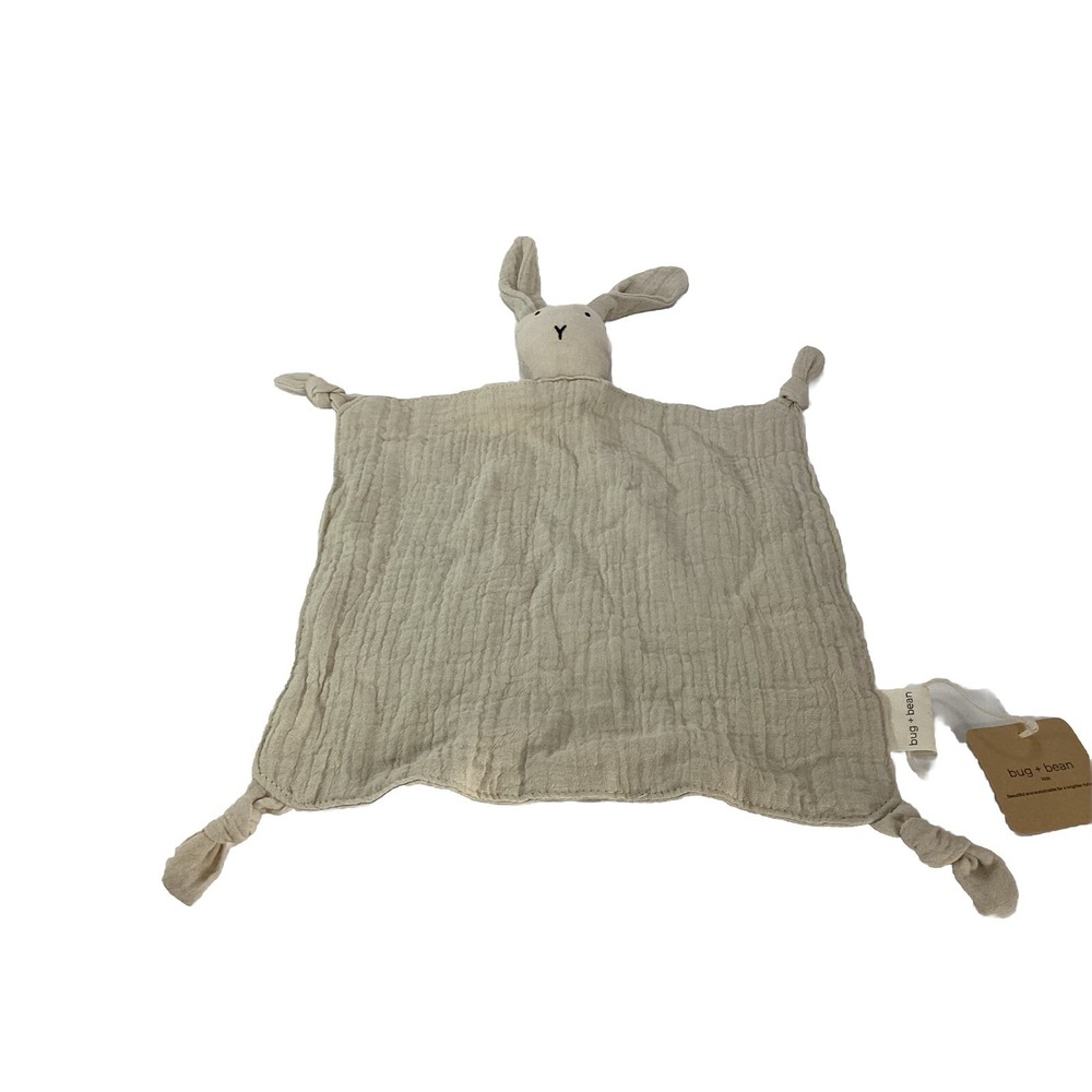 Bug+Bean Kids Crinkle Cotton Bunny Tan  Security Blanket Lovey 11"  NEW
